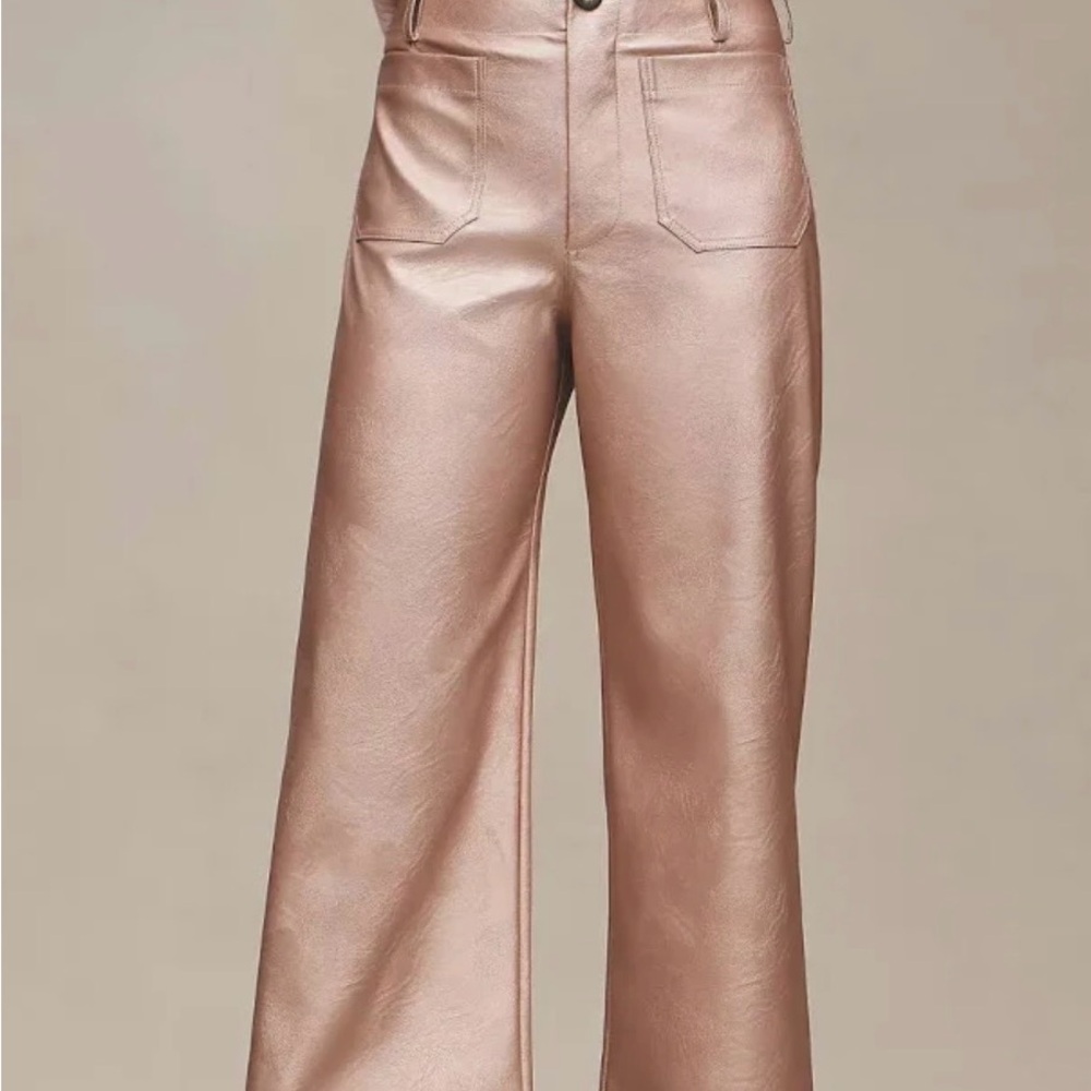 Maeve Metallic Rose Wide-Leg Pants